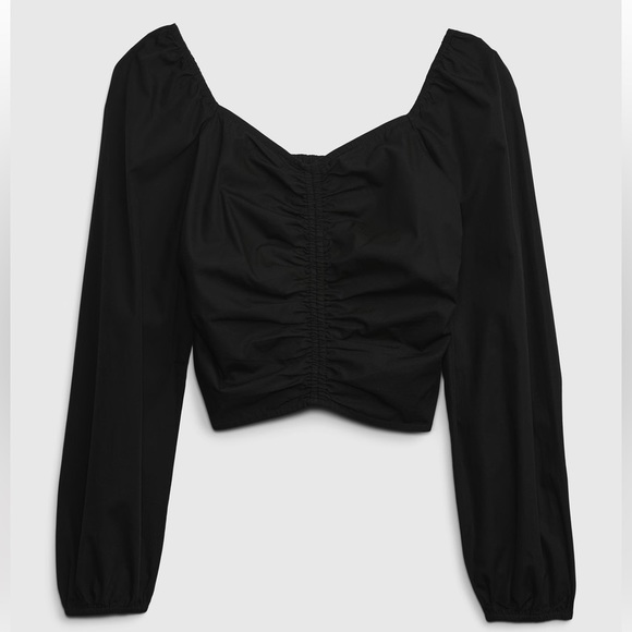 Puff sleeve sweetheart top Gap Black extra small XS new with tags - Picture 5 of 8